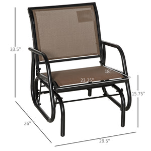 Garden armchair with breathable mesh seat and backrest, metal frame and armrests, brown