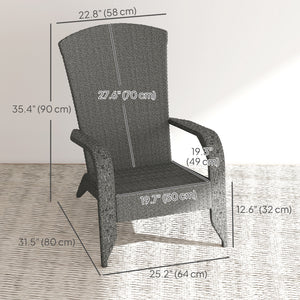Wicker Adirondack chair with cushions, mottled grey