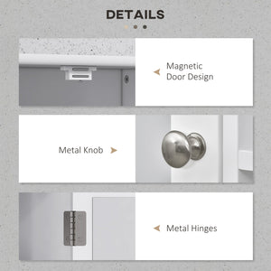 Medicine cabinet with mirror and doors, storage shelves, white