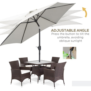 8.5-foot round aluminum patio umbrella, cream white
