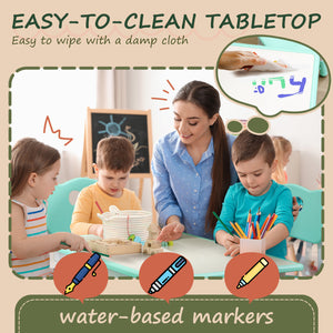 Children's table and 4 chairs set, green