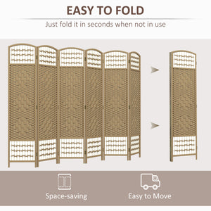 6-panel folding partition wall made of corrugated fiber, natural color