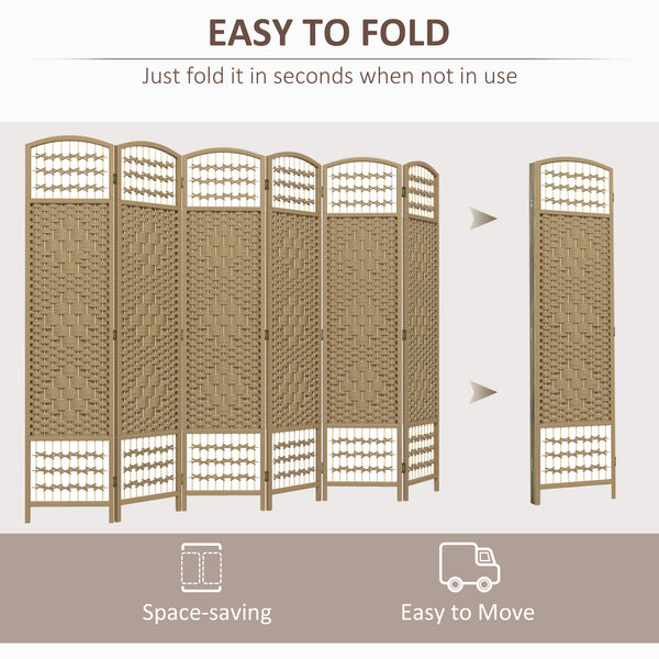 6-panel folding partition wall made of corrugated fiber, natural color