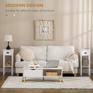 Set of 2 2-tier side tables, white