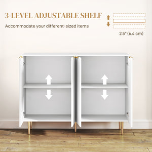 Modern kitchen storage cabinet, sideboard with adjustable shelves, white