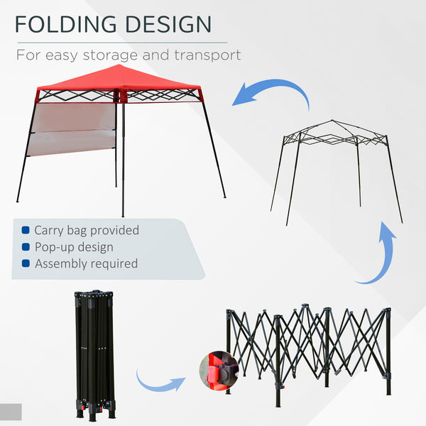 7 x 7 Folding Garden Canopy with Backpack and Adjustable Feet, Red and Black