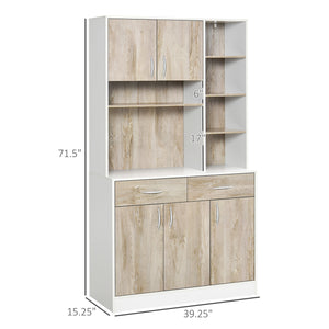 Kitchen sideboard with multiple storage, white and beige