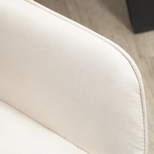 Set of 2 linen-upholstered dining chairs with metal legs, cream