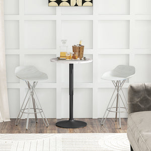 Adjustable bar table with steel base, white marble