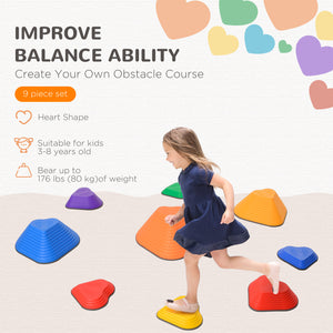 Set of 9 non-slip stacking stones for children, heart-shaped