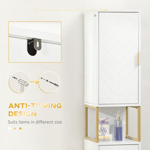 Tall bathroom storage cabinet, adjustable shelf, white