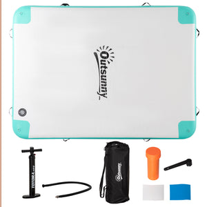 Floating dock with air pump and backpack