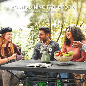Rectangular garden table with parasol hole
