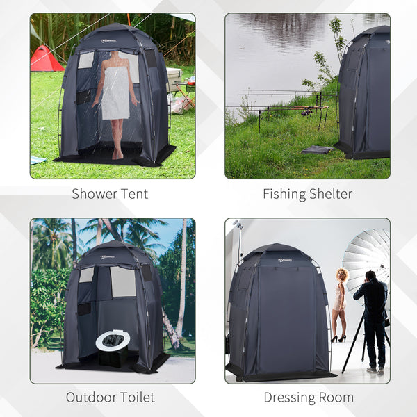 Shower Tent 60" x 60" x 82" Extra Large, Portable Privacy Camping Shelter with Windows and Ground Sheet, Dark Blue