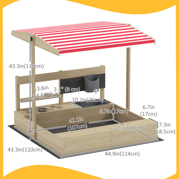 Sandbox with lid, kitchen, toys for children from 3 to 7 years old, natural wood