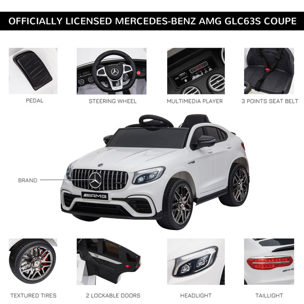 Mercedes Benz AMG GLC63S Coupe 12V with remote control, white