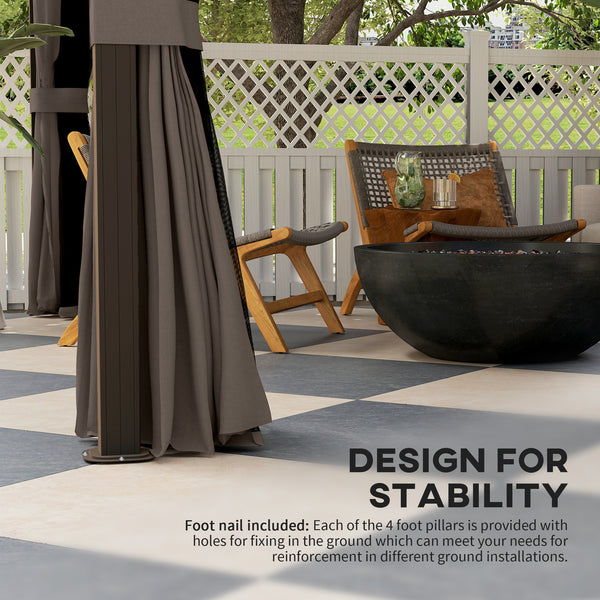 10' x 12' Deluxe Hardtop Gazebo Aluminum Frame Patio Gazebo Garden Sun Shelter Outdoor Pavilion, Coffee