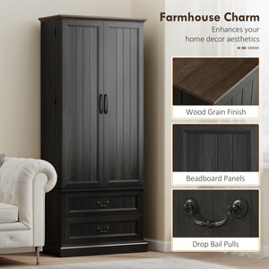 Sideboard with 10 door shelves, 2 drawers and adjustable shelves, black