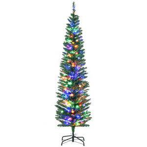 6ft Slim Artificial Christmas Tree with Colorful LED Lights