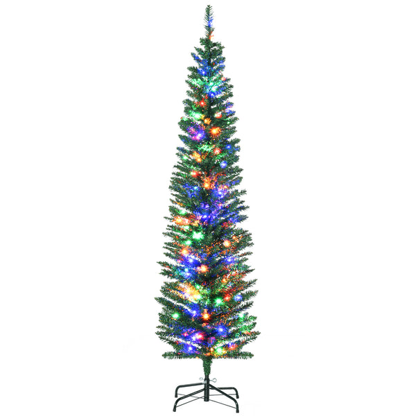 6ft Slim Artificial Christmas Tree with Colorful LED Lights