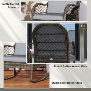 Set of 2 wicker rocking chairs, grey
