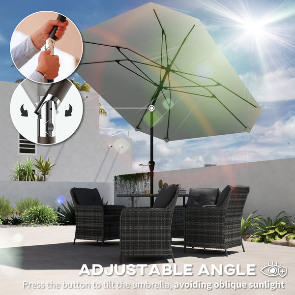 7.6-foot parasol with crank and tilt knob, light gray 