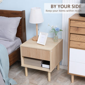 Modern bedside table with drawer and open shelf
