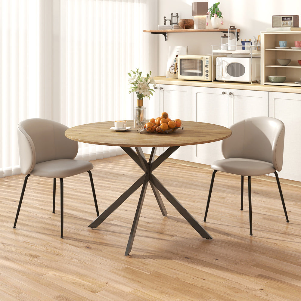 47" Round Industrial Kitchen Dining Table for 4, Steel Legs, Brown