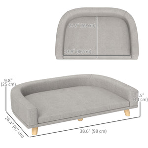 Sofa for large dogs with washable cover and non-slip pads, gray
