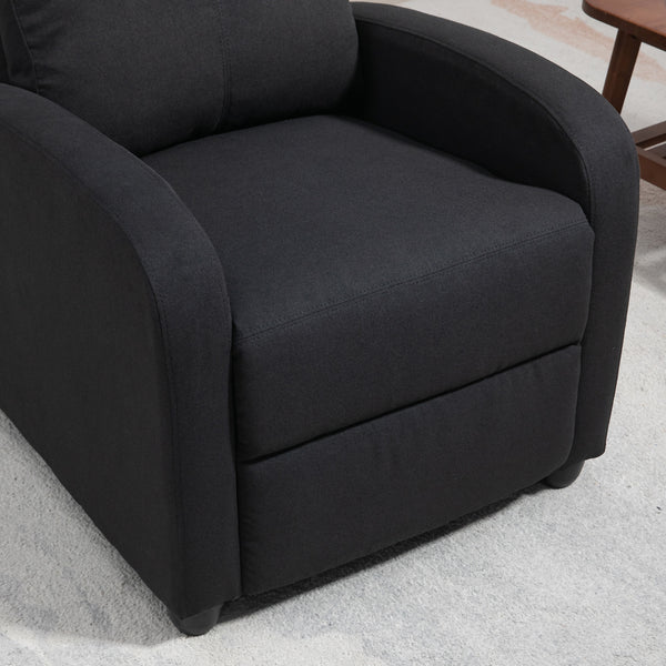 Fabric recliner chair with upholstered seat, black