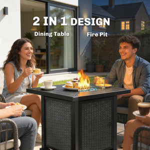 32 in. 50,000 BTU Propane Fire Pit Table, Wind Guard, Cover, CSA Certified, Black