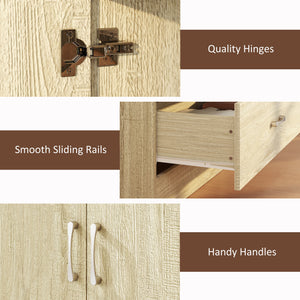 Wardrobe with hanging rail and 2 doors, clothes storage with 2 drawers, oak