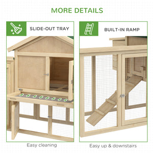 Wooden chicken coop or outdoor hutch for garden with nest box, run, ramp and drawer