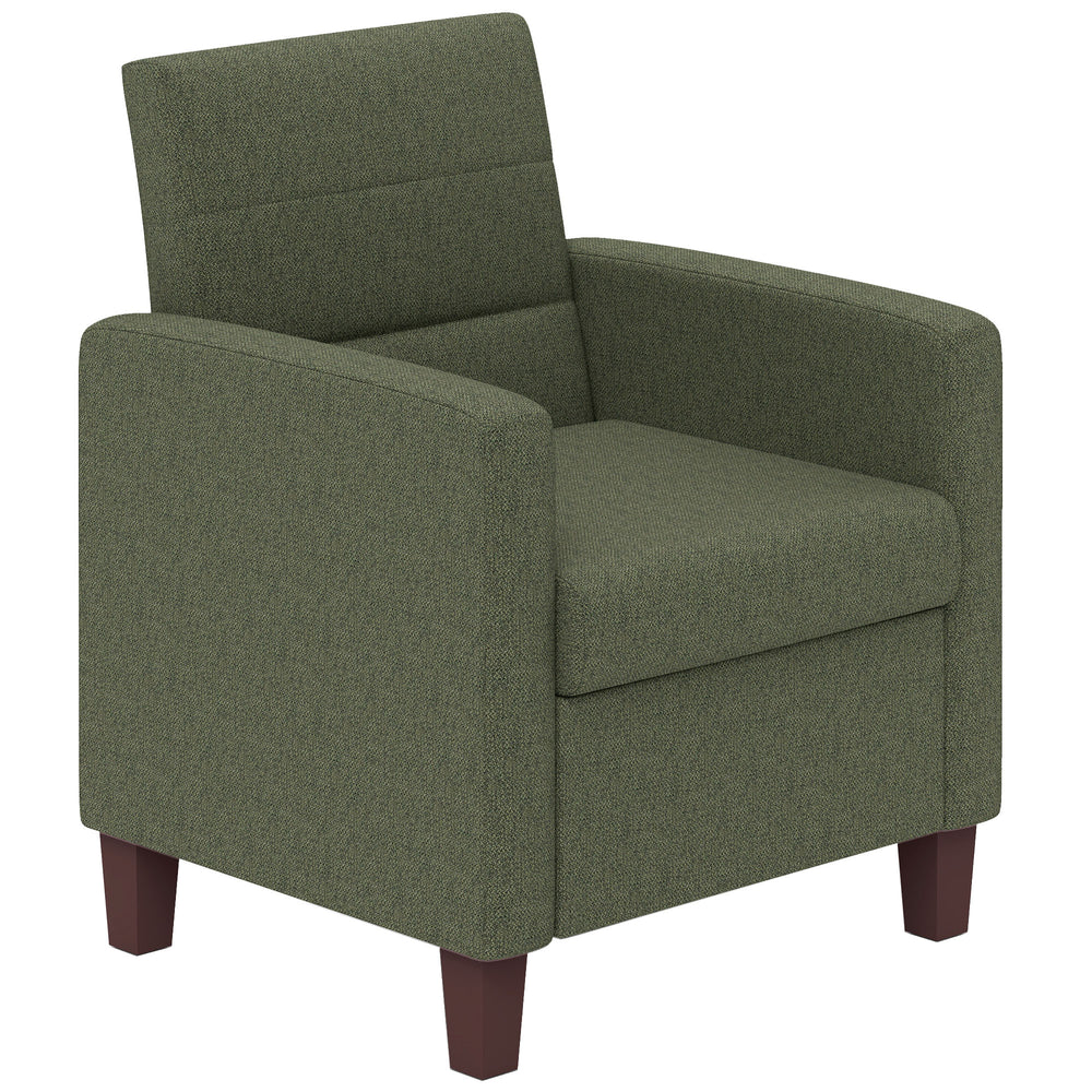 Fabric armchair with seat cushion and non-slip glides, dark green