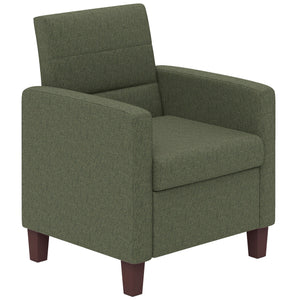 Fabric armchair with seat cushion and non-slip glides, dark green