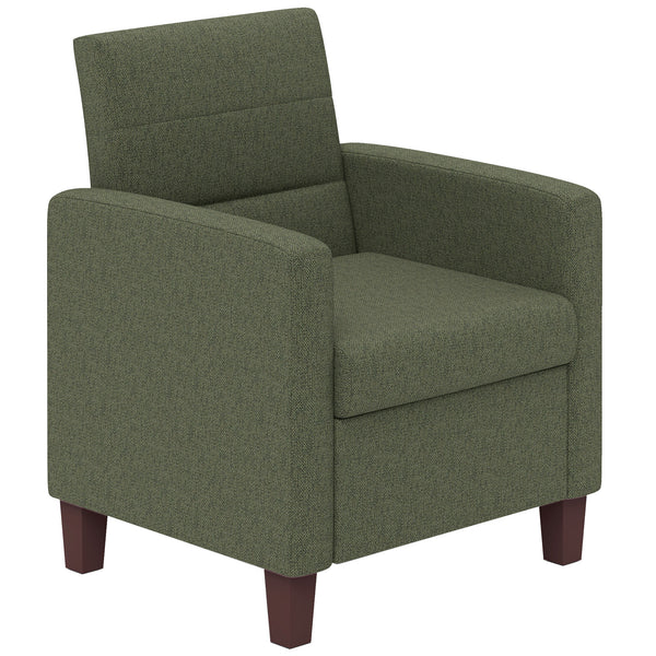 Fabric armchair with seat cushion and non-slip glides, dark green