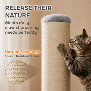 Cat scratching post in sisal, 30 in, light grey and beige