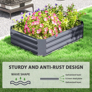 Galvanized raised planter, dark grey
