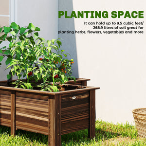 L-shaped raised wooden planter