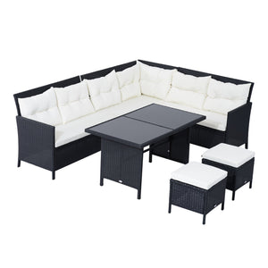 6-piece outdoor rattan sofa set, white