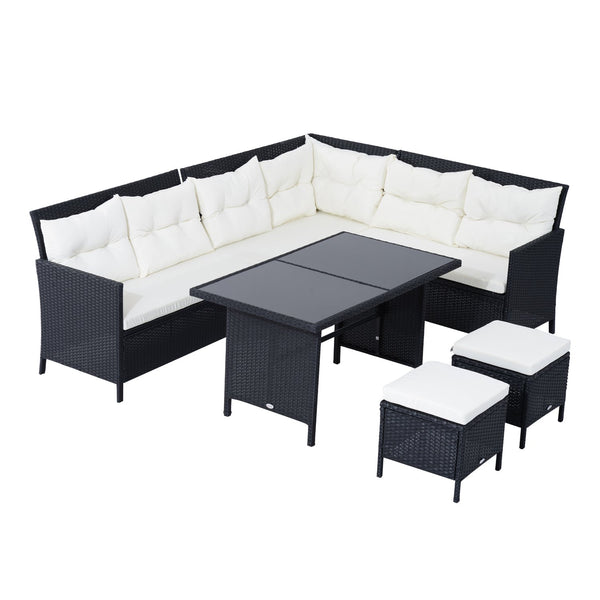 6-piece outdoor rattan sofa set, white