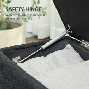 Modern storage bench with lambswool upholstery, black