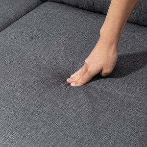 3-seater sofa with ottoman, thick cushion and wooden legs, dark grey