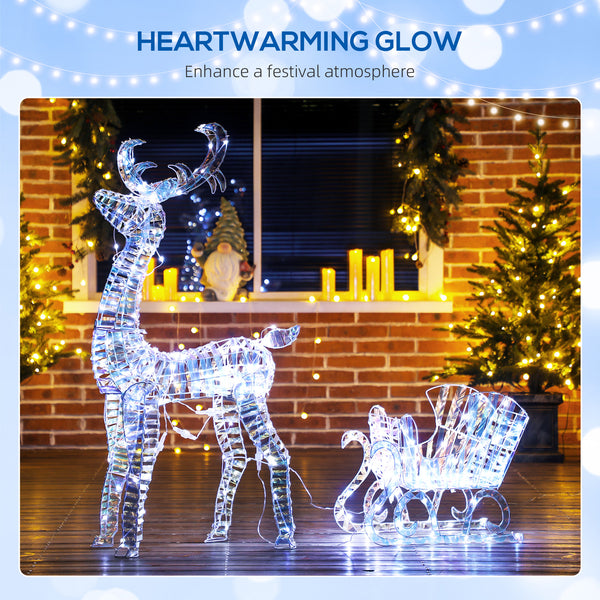 Illuminated Christmas reindeer with sleigh