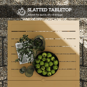 Outdoor patio table with parasol hole, brown