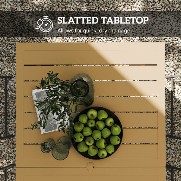 Outdoor patio table with parasol hole, brown