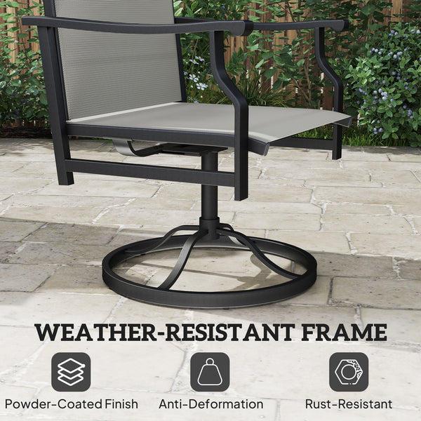Set of 2 outdoor swivel high-back chairs, light gray