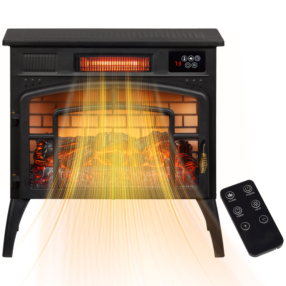 1500W Black Infrared Electric Fireplace