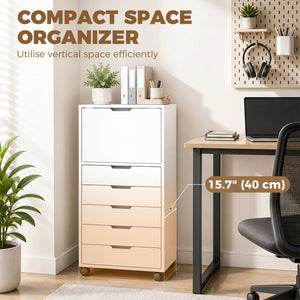 5-drawer mobile file cabinet and storage unit, white