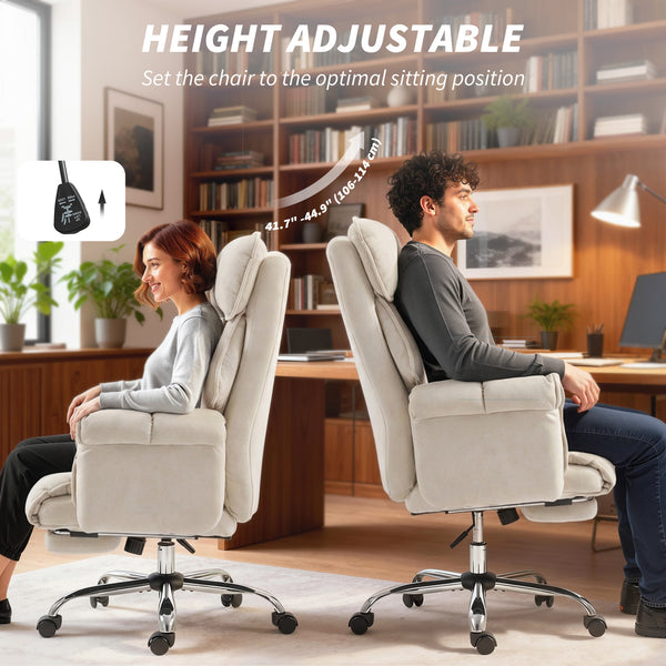 Reclining office chair with footrest, cream